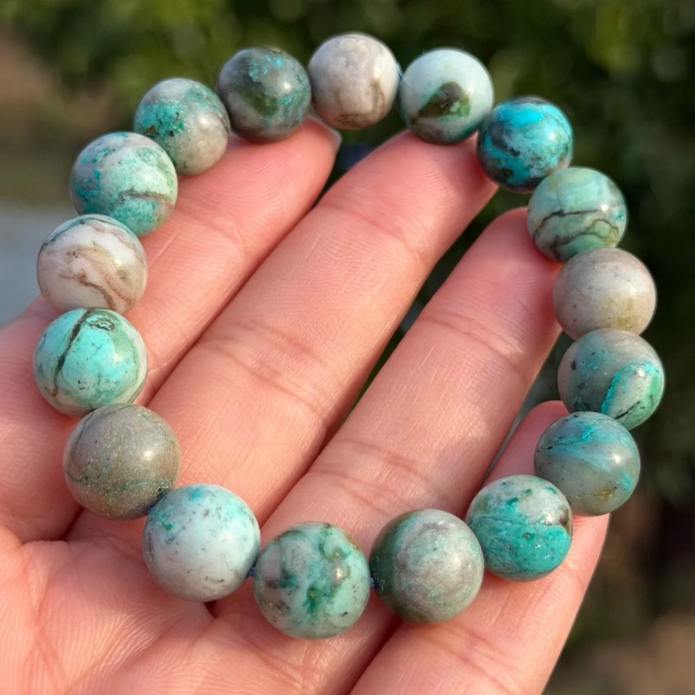 11mm stretchable chrysocolla‎ bracelet 1085